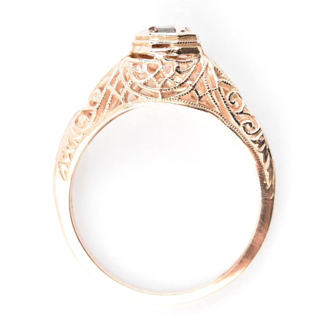 Montana Sapphire Filigree Ring in 14k Rose Gold - Goldmakers Fine Jewelry