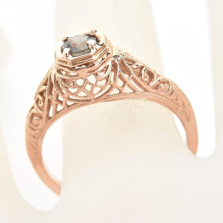 Montana Sapphire Filigree Ring in 14k Rose Gold - Goldmakers Fine Jewelry