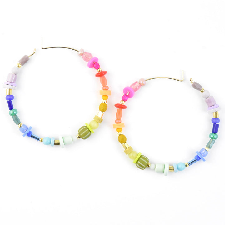 Rainbow Beaded Hoops