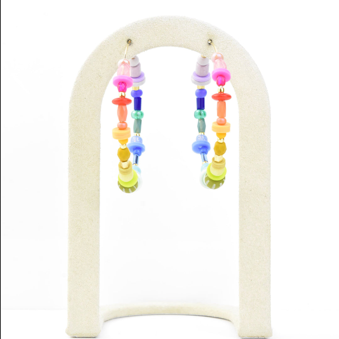 Rainbow Beaded Hoops