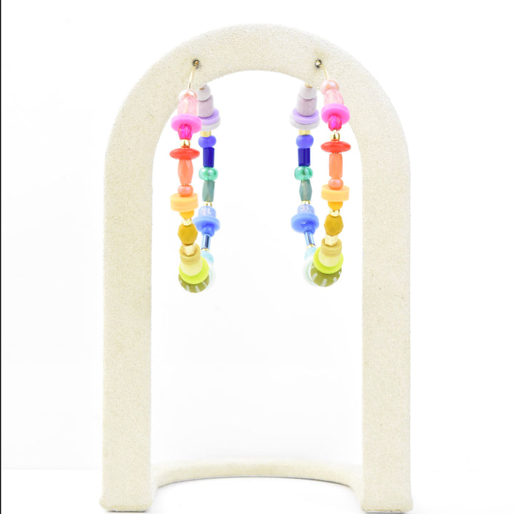 Rainbow Beaded Hoops