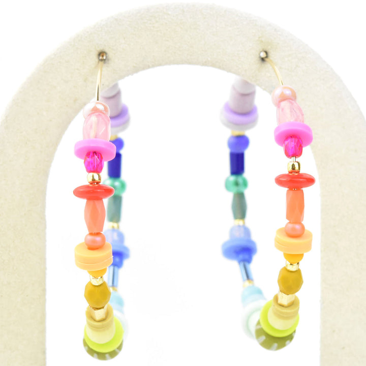 Rainbow Beaded Hoops