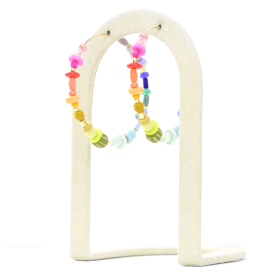 Rainbow Beaded Hoops