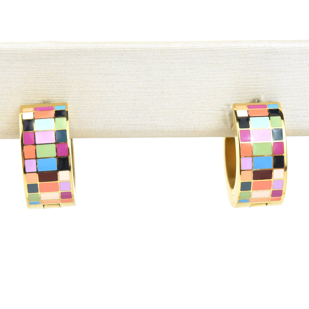 Checkered Super Chunky Huggie Hoops - Goldmakers Fine Jewelry