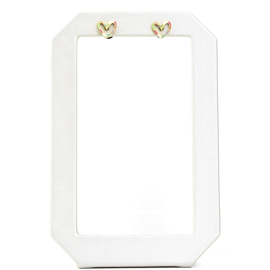 Rainbow Heart Studs, Screw-back - Goldmakers Fine Jewelry