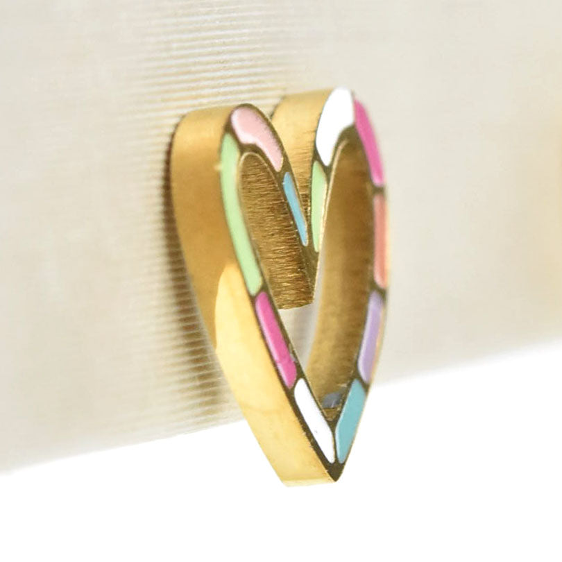 Rainbow Heart Studs, Screw-back - Goldmakers Fine Jewelry
