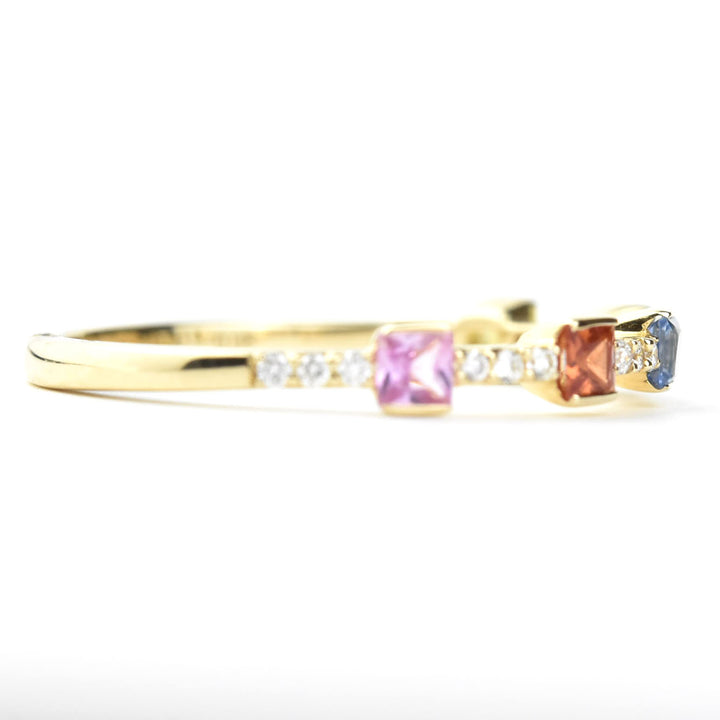 14k Yellow Gold Rainbow Sapphire & Diamond Band