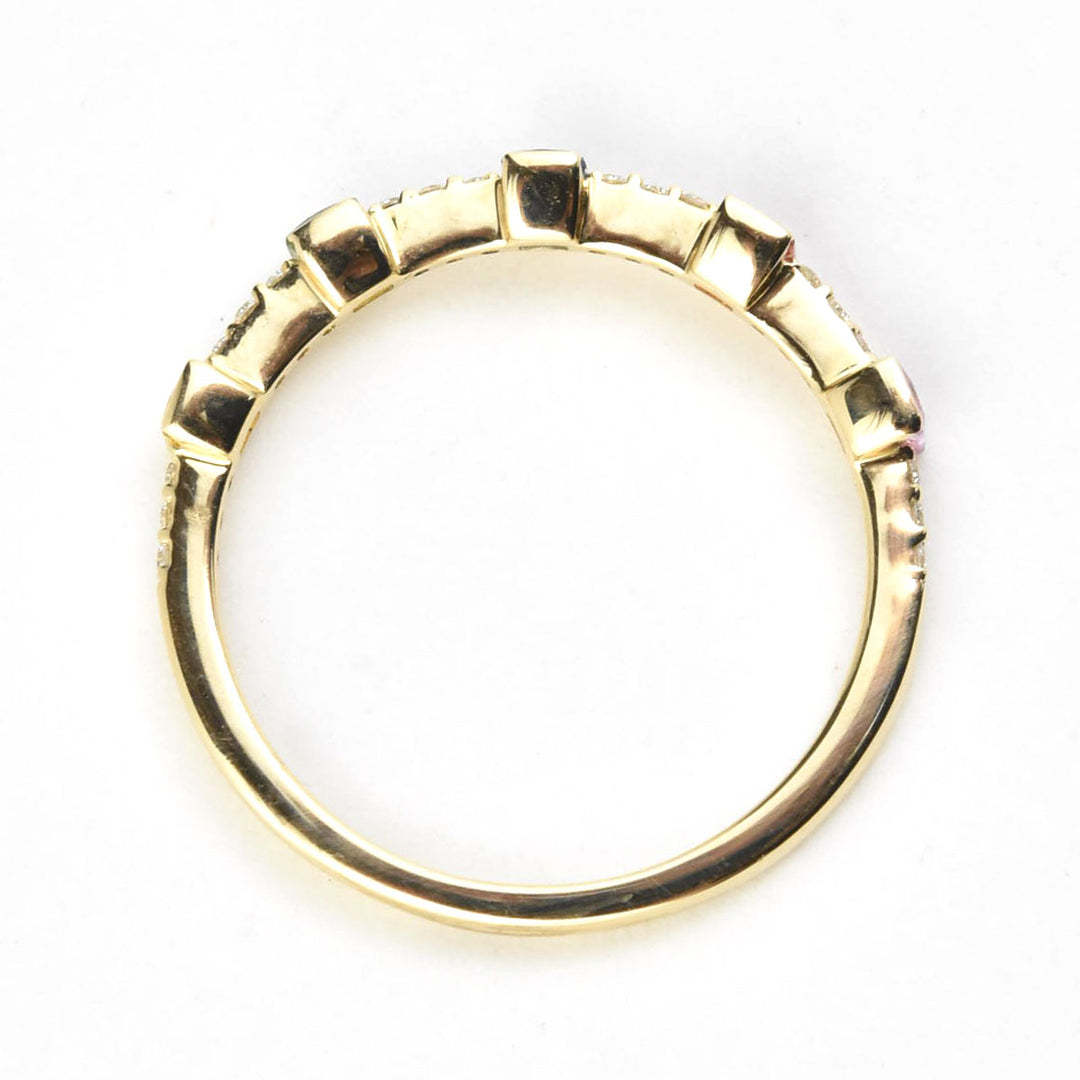 14k Yellow Gold Rainbow Sapphire & Diamond Band