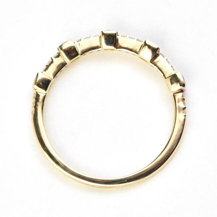 14k Yellow Gold Rainbow Sapphire & Diamond Band
