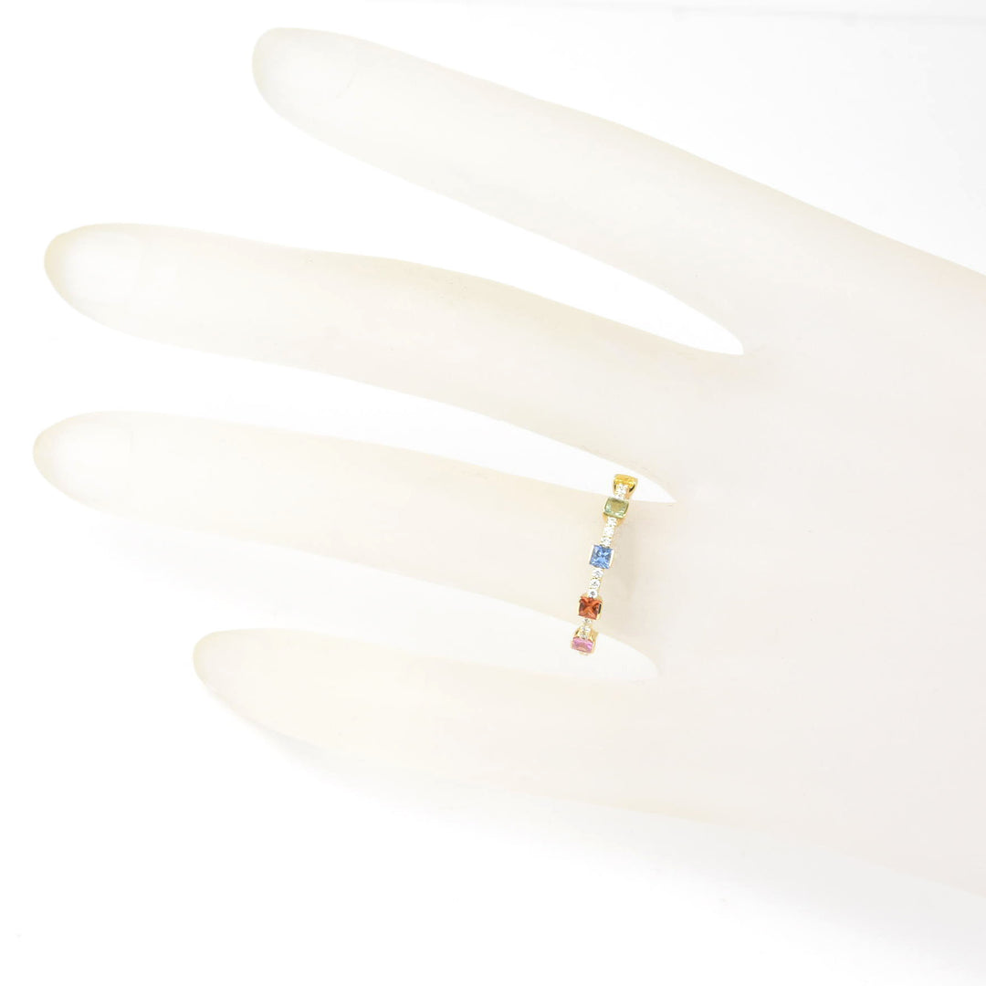 14k Yellow Gold Rainbow Sapphire & Diamond Band