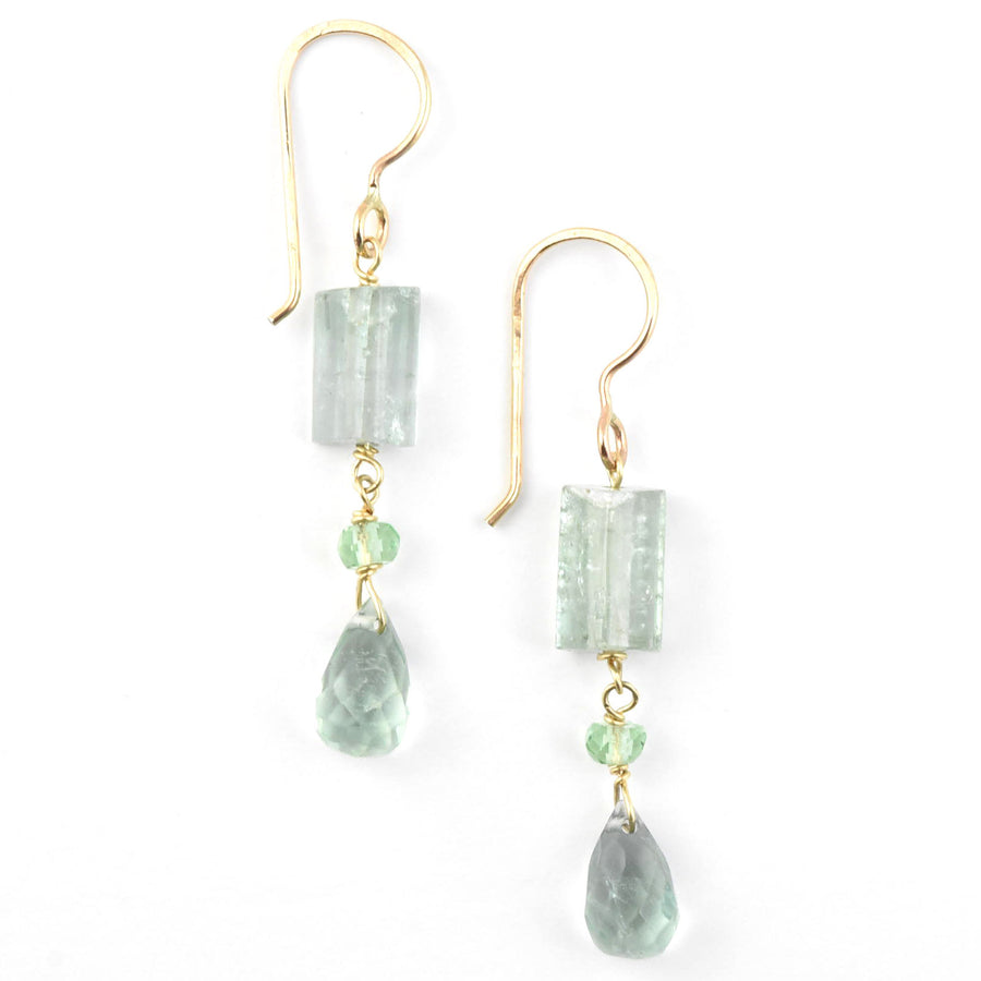 Raw Tourmaline Drop Earrings - Goldmakers Fine Jewelry