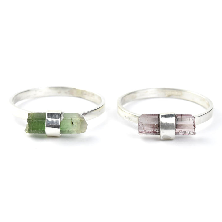 Tourmaline Raw Crystal Candy Ring in Silver