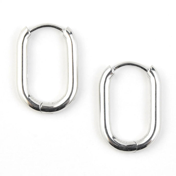 Rectangle Round Huggie Hoops - Goldmakers Fine Jewelry