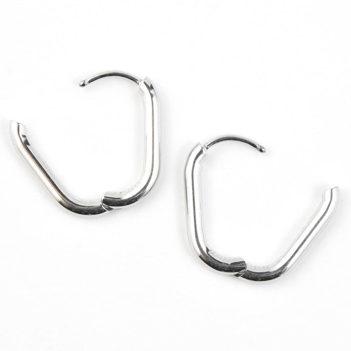 Rectangle Round Huggie Hoops - Goldmakers Fine Jewelry