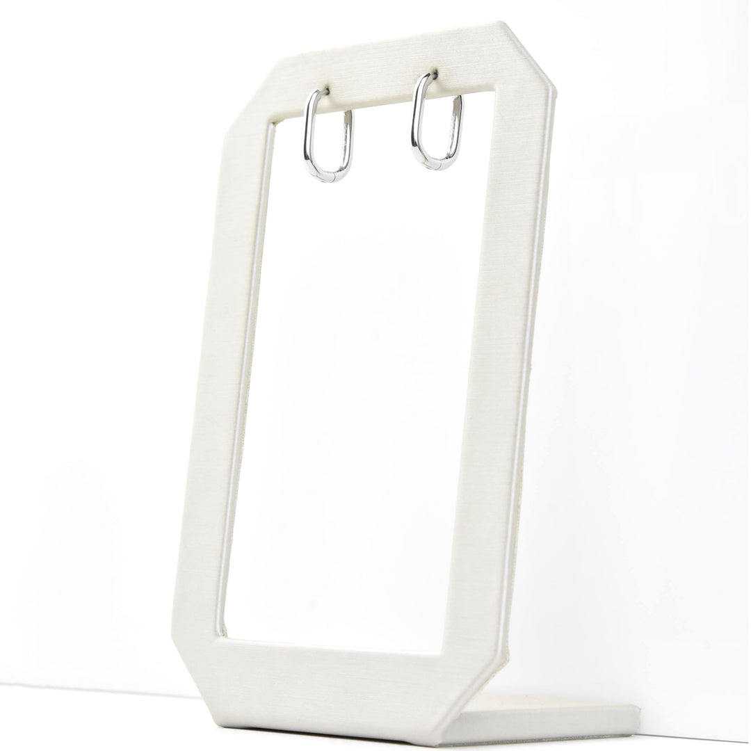 Rectangle Round Huggie Hoops - Goldmakers Fine Jewelry
