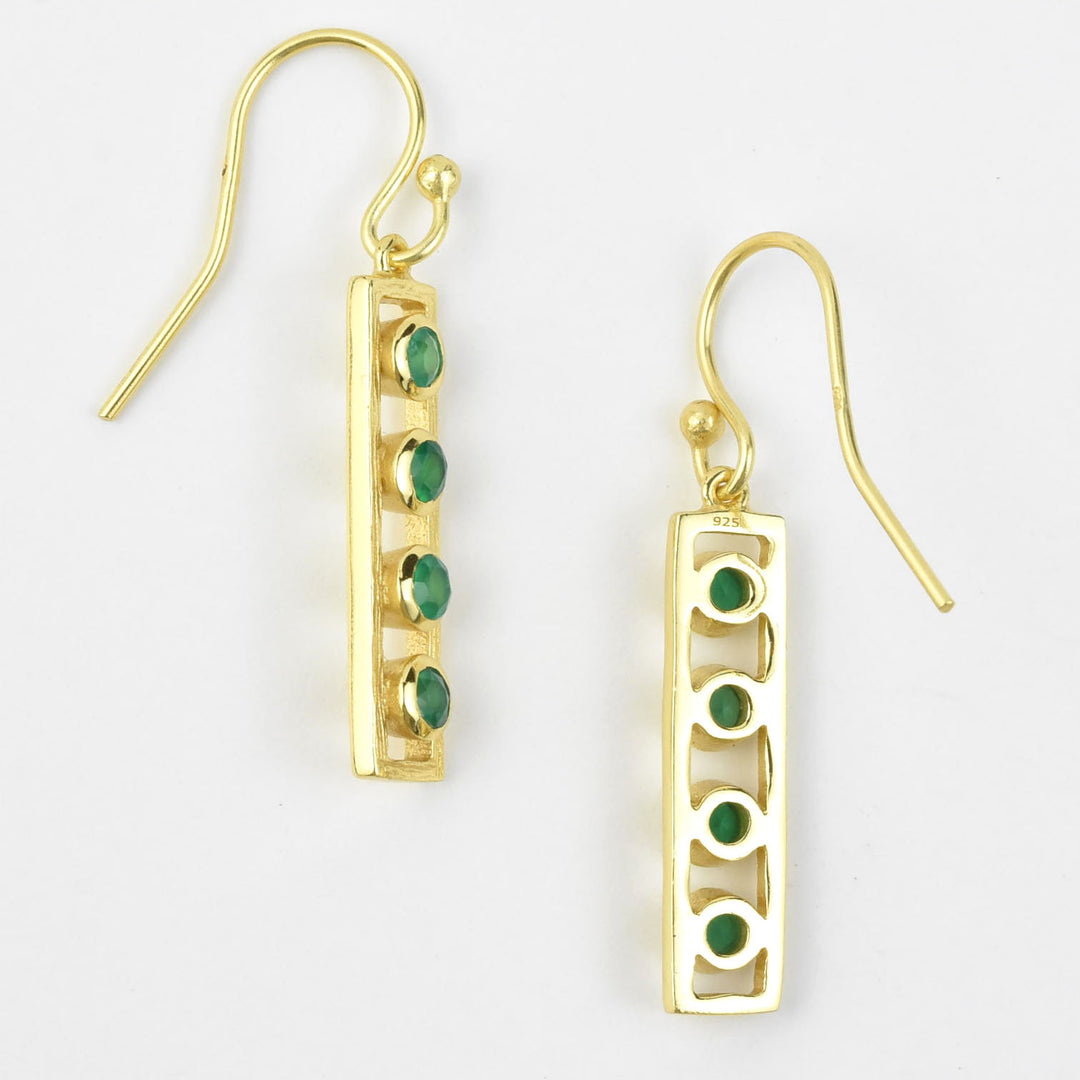 Rectangle Earrings with Green Onyx - Goldmakers Fine Jewelry