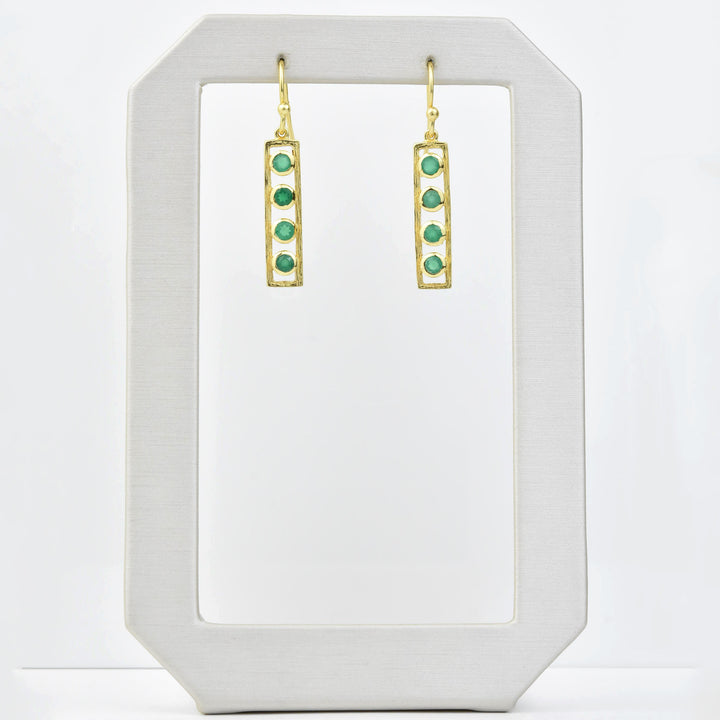 Rectangle Earrings with Green Onyx - Goldmakers Fine Jewelry