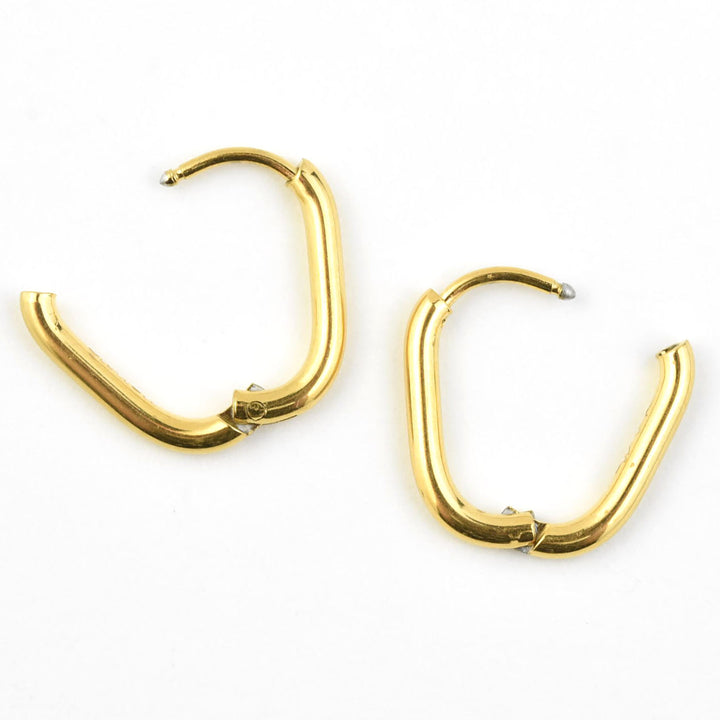 Rectangle Round Huggie Hoops - Goldmakers Fine Jewelry