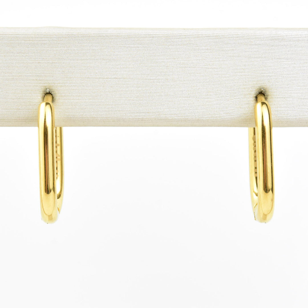 Rectangle Round Huggie Hoops - Goldmakers Fine Jewelry