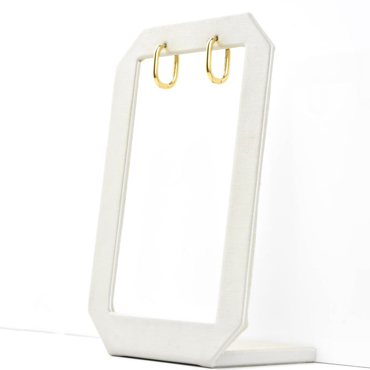 Rectangle Round Huggie Hoops - Goldmakers Fine Jewelry