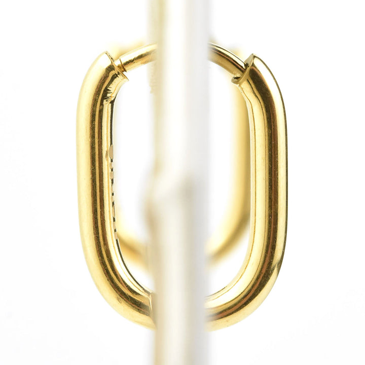 Rectangle Round Huggie Hoops - Goldmakers Fine Jewelry