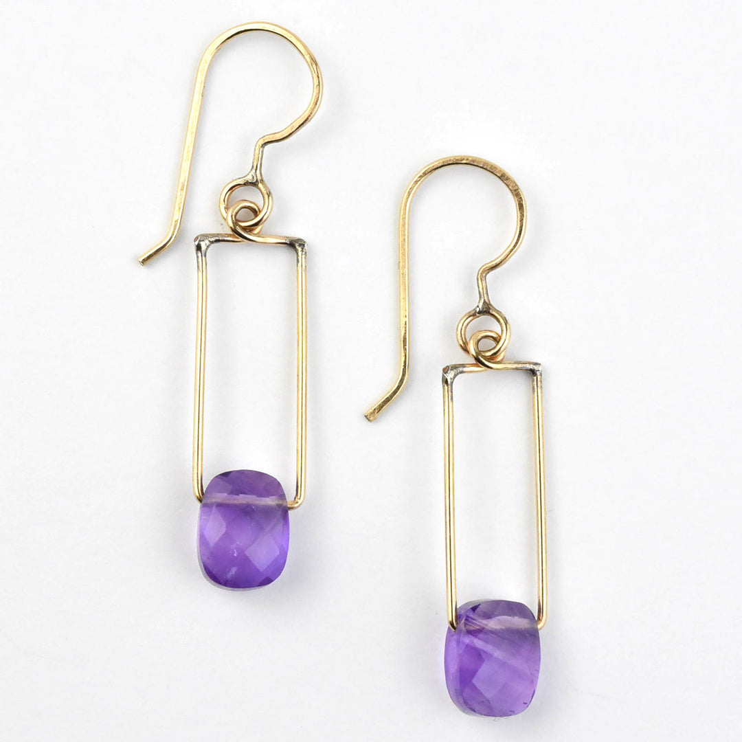 Amethyst Wire Dangles - Goldmakers Fine Jewelry