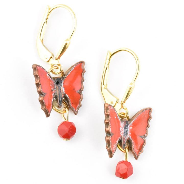 Red Butterfly Drops - Goldmakers Fine Jewelry