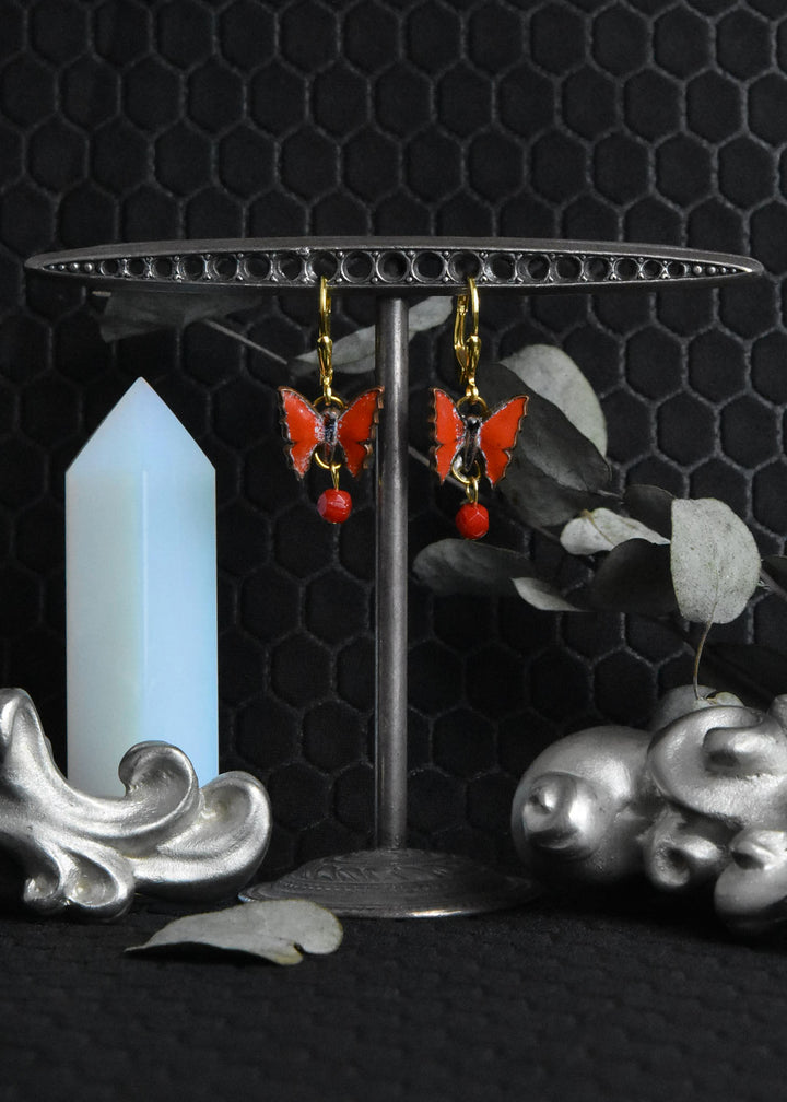 Red Butterfly Drops - Goldmakers Fine Jewelry
