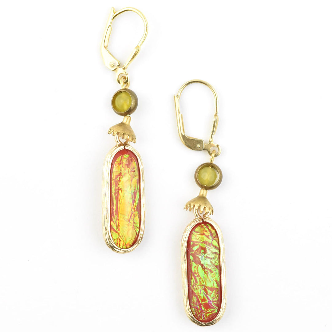 Red Oval Opalescent Art Glass Drops - Goldmakers Fine Jewelry