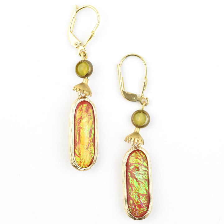 Red Oval Opalescent Art Glass Drops - Goldmakers Fine Jewelry