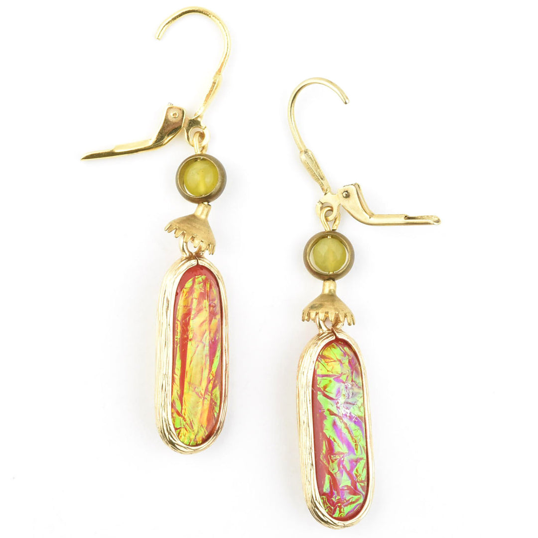 Red Oval Opalescent Art Glass Drops - Goldmakers Fine Jewelry