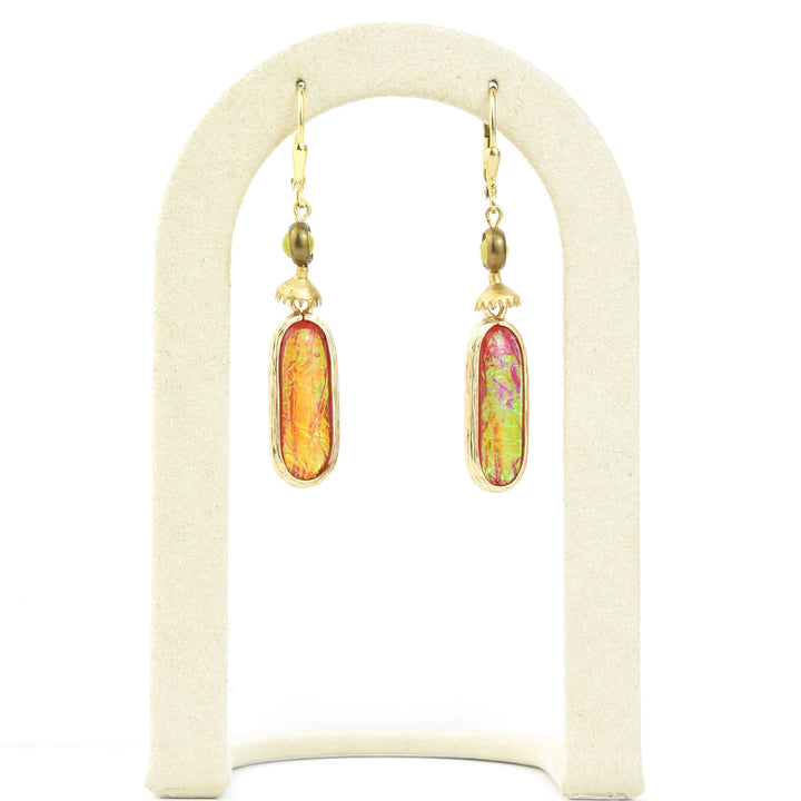 Red Oval Opalescent Art Glass Drops - Goldmakers Fine Jewelry