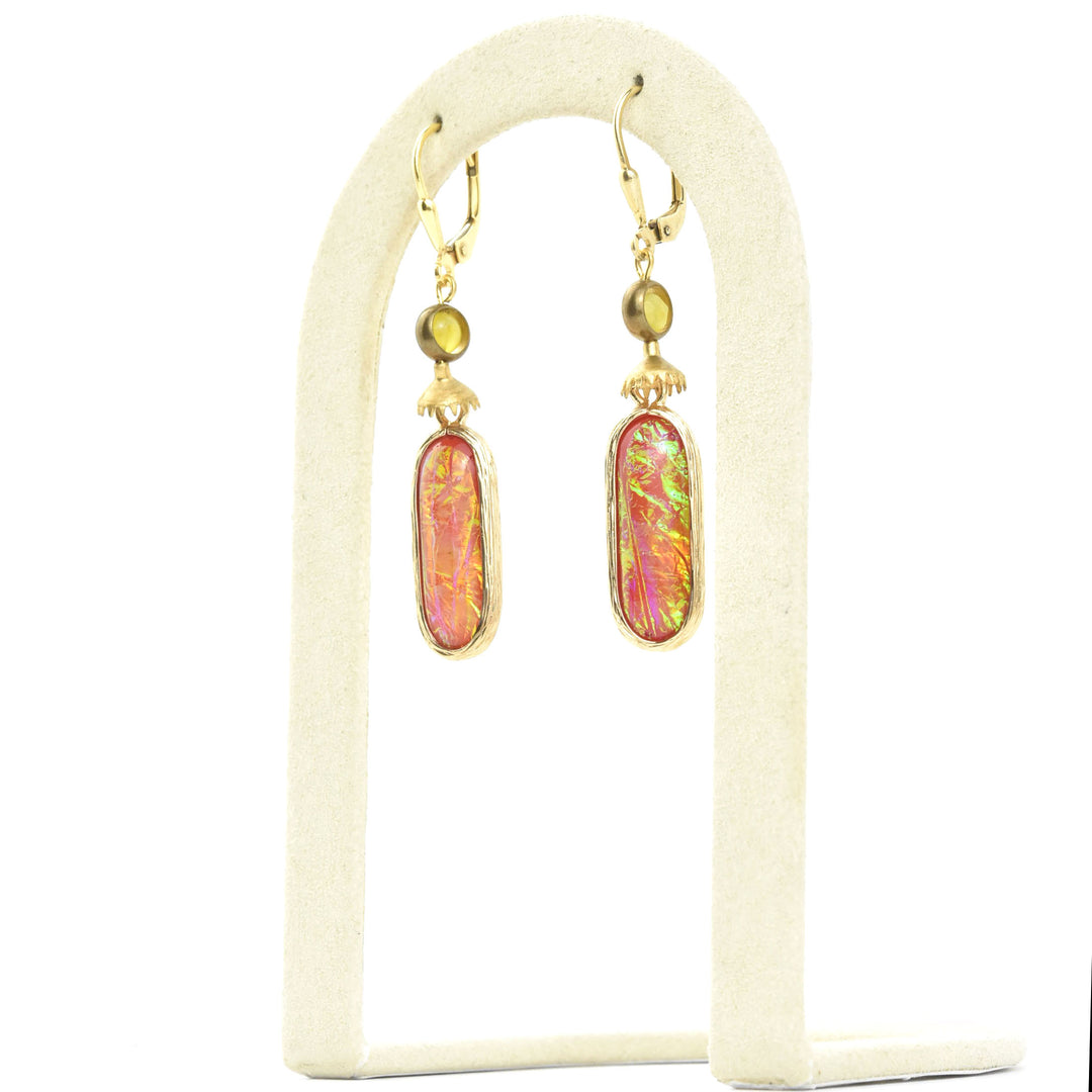 Red Oval Opalescent Art Glass Drops - Goldmakers Fine Jewelry
