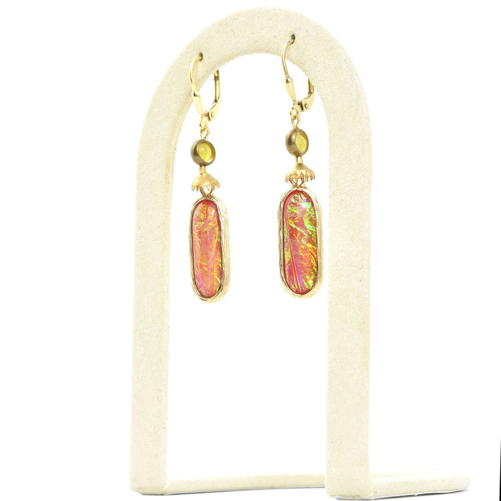 Red Oval Opalescent Art Glass Drops - Goldmakers Fine Jewelry