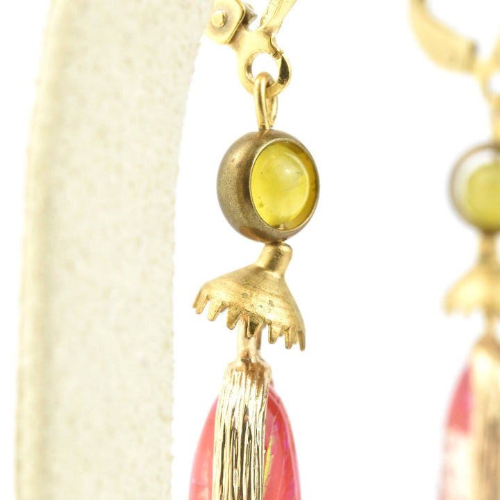 Red Oval Opalescent Art Glass Drops - Goldmakers Fine Jewelry