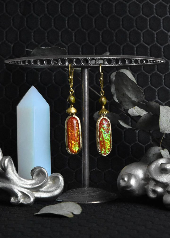 Red Oval Opalescent Art Glass Drops - Goldmakers Fine Jewelry