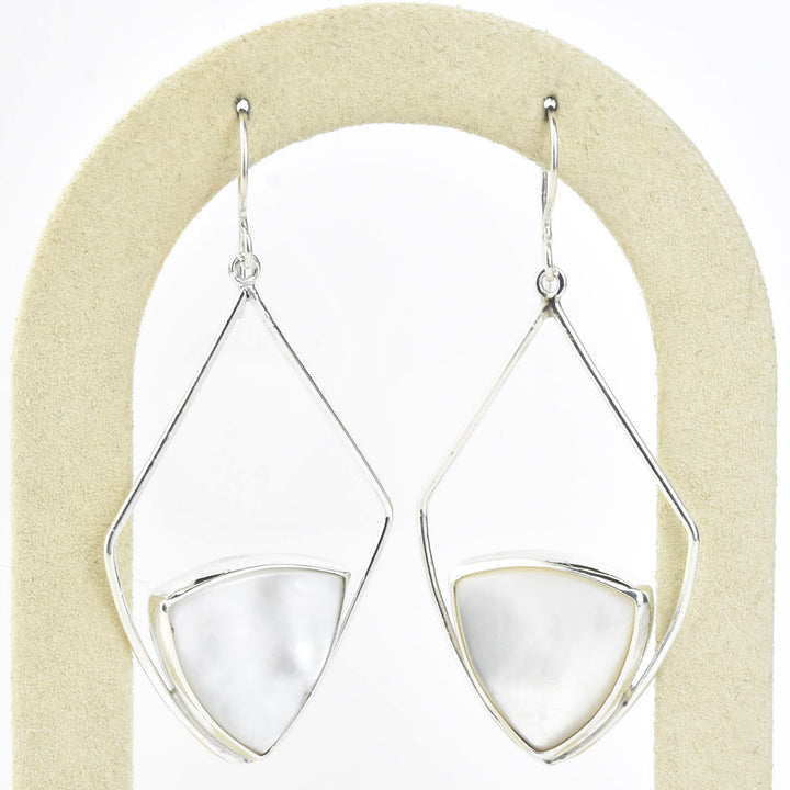 Retro Diamond Shaped Earrings, Mother of Pearl