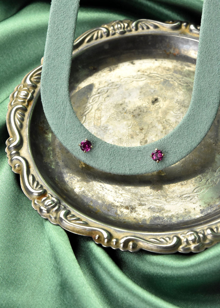 Rhodolite Garnet Stud Earrings