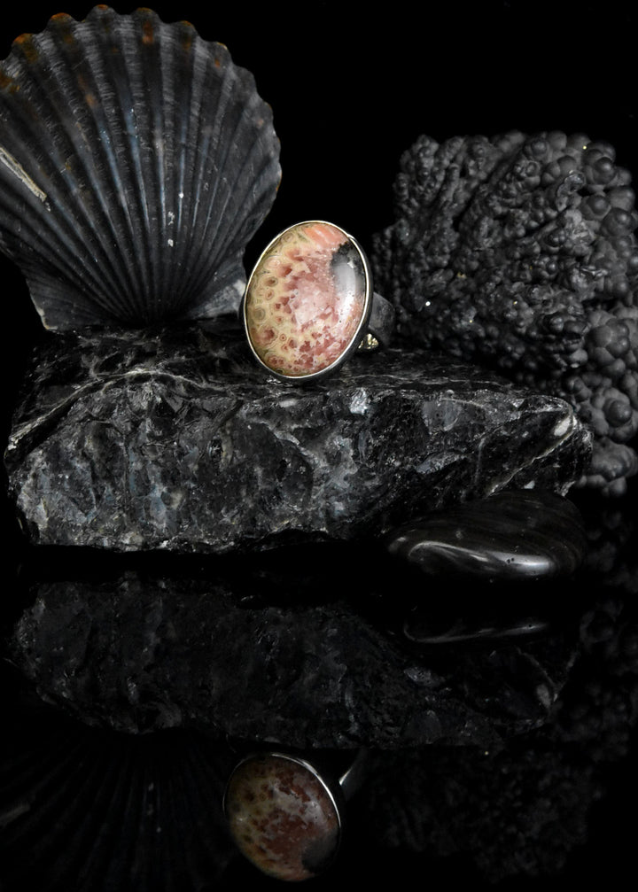 Rhodocrosite Ring in Sterling Silver - Goldmakers Fine Jewelry