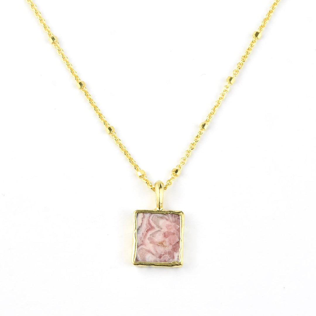 Rhodochrosite Square Pendant