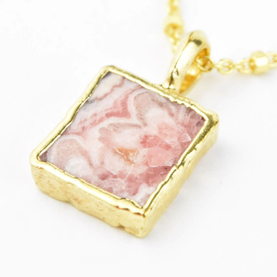Rhodochrosite Square Pendant