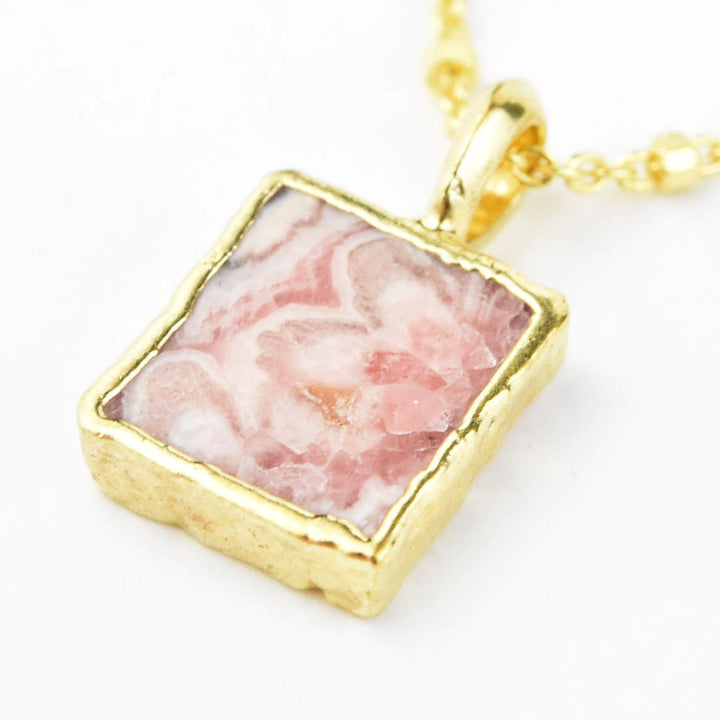 Rhodochrosite Square Pendant
