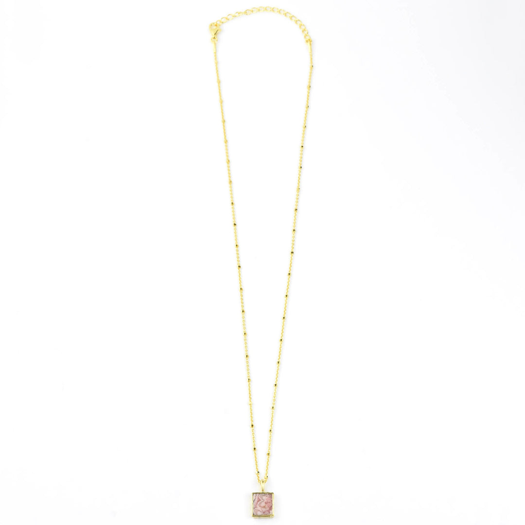 Rhodochrosite Square Pendant