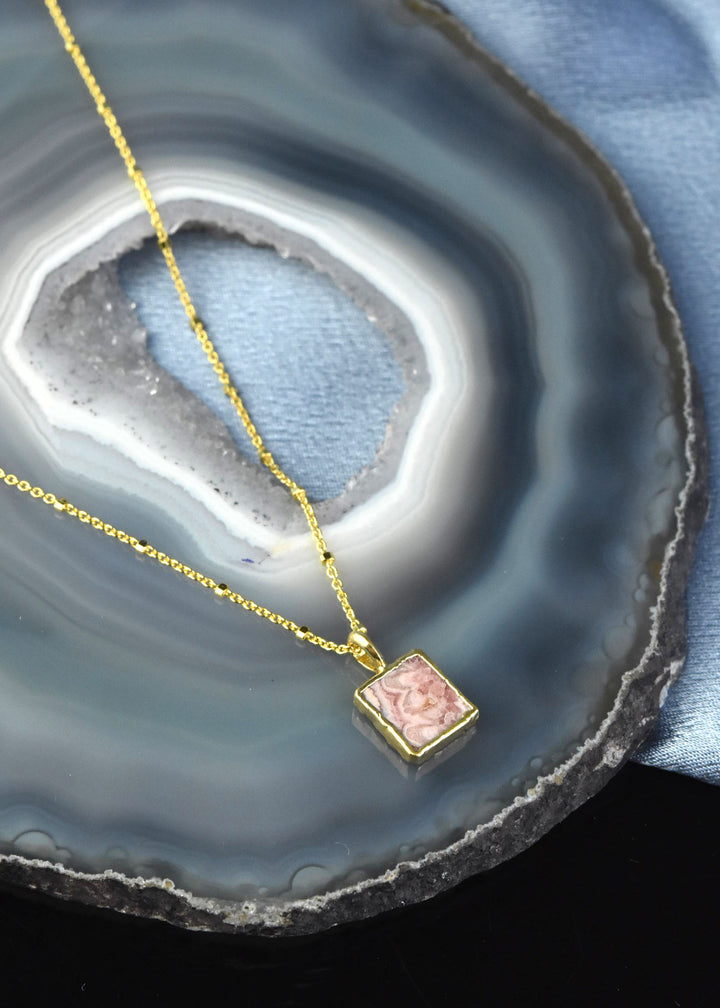 Rhodochrosite Square Pendant