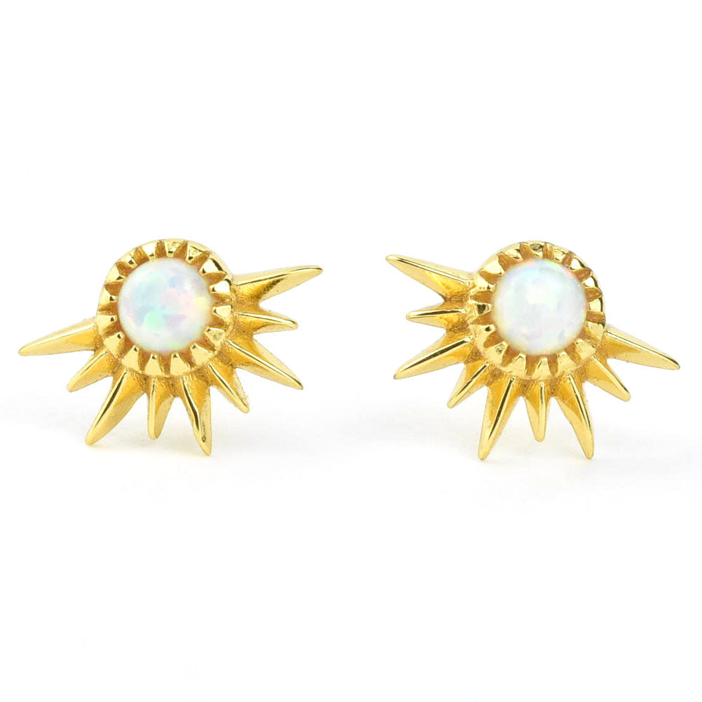 Rising Sun Opal Studs - Goldmakers Fine Jewelry