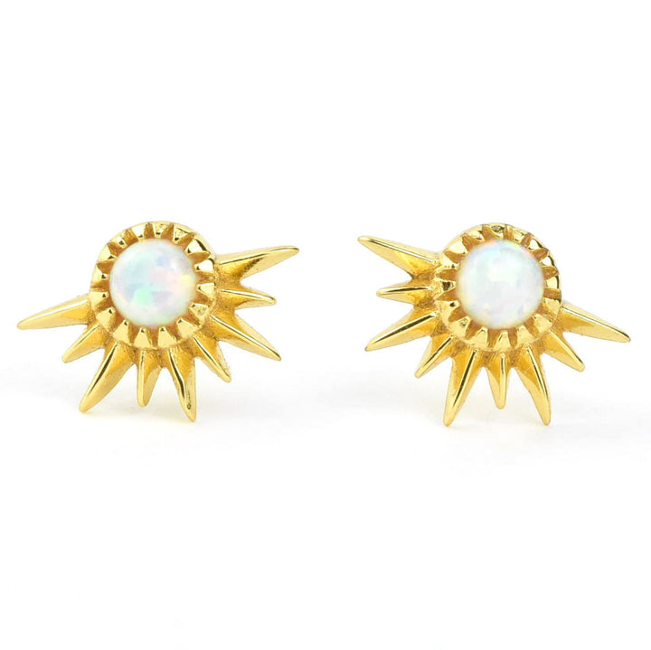 Rising Sun Opal Studs - Goldmakers Fine Jewelry