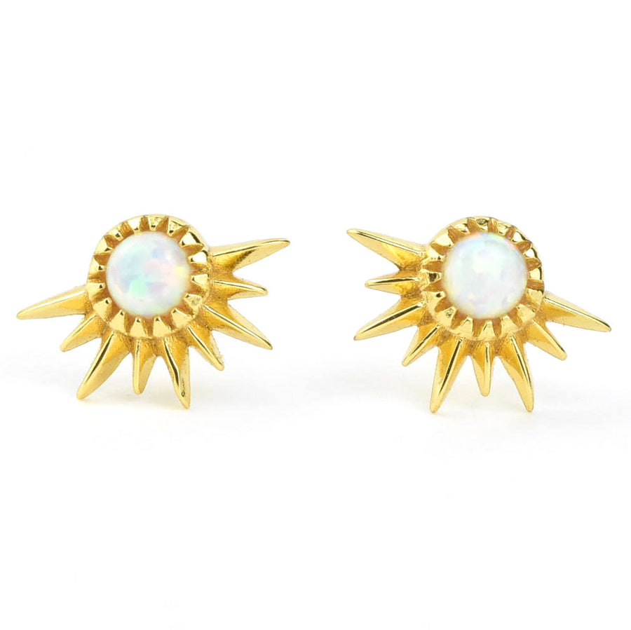 Rising Sun Opal Studs - Goldmakers Fine Jewelry