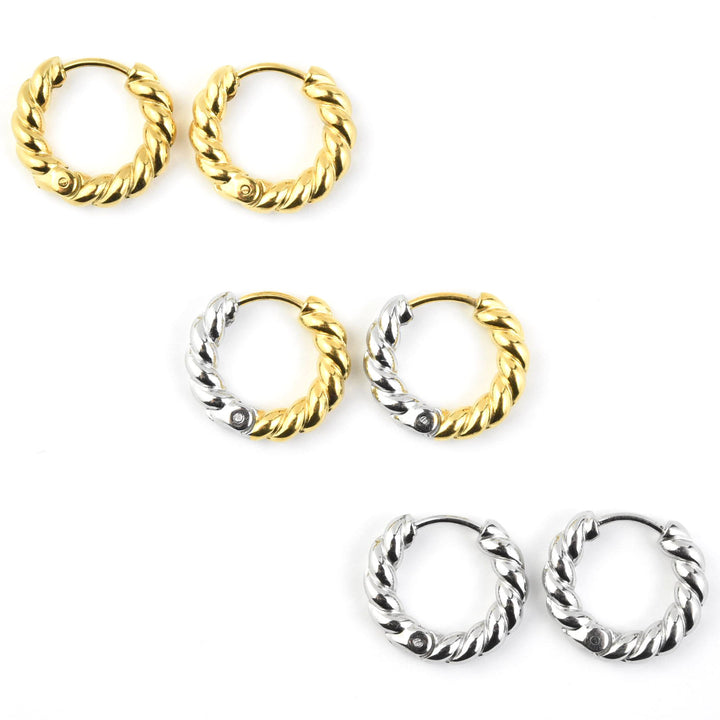 Rope Chunky Rounded Huggie Hoops