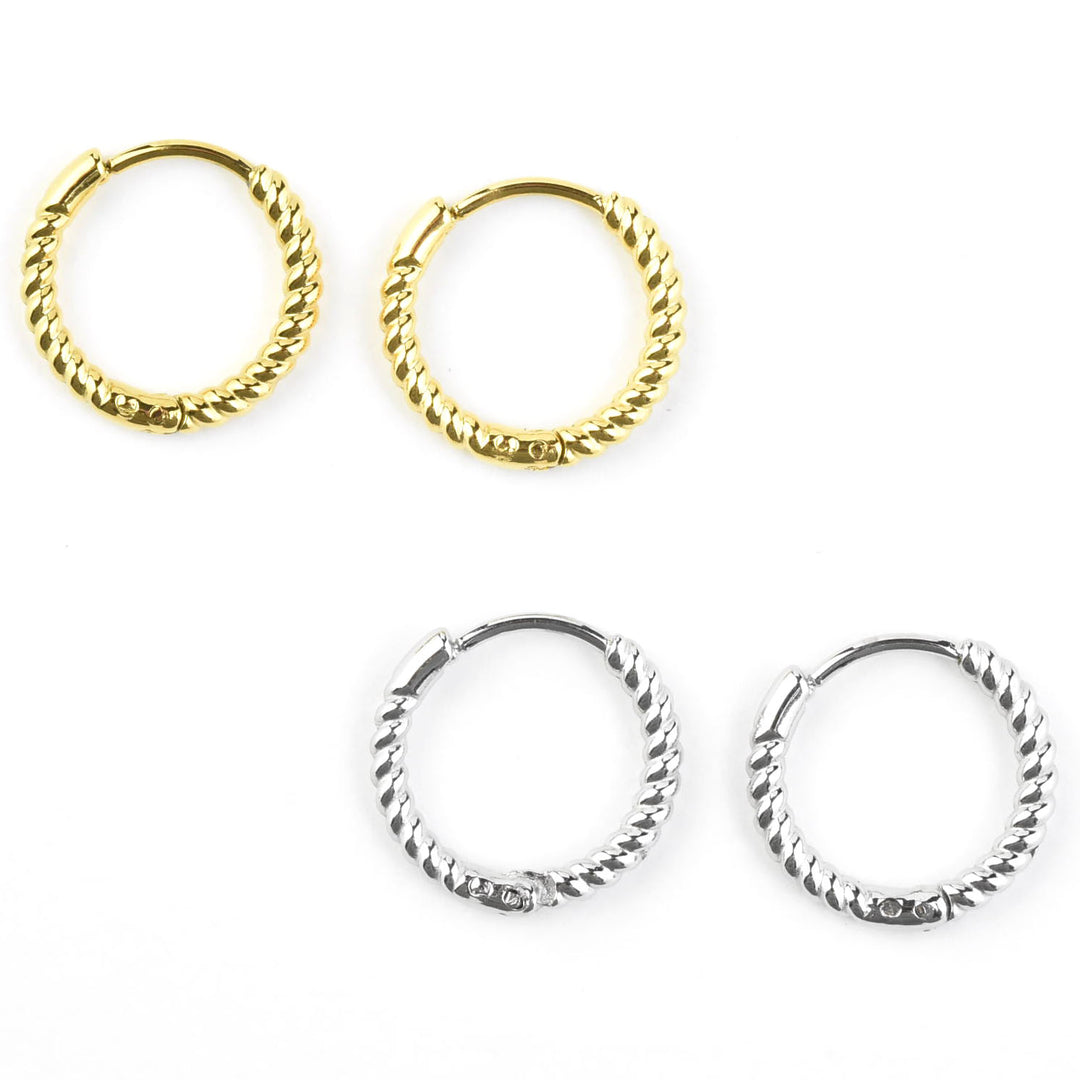Rope Rounded Huggie Hoops - Goldmakers Fine Jewelry