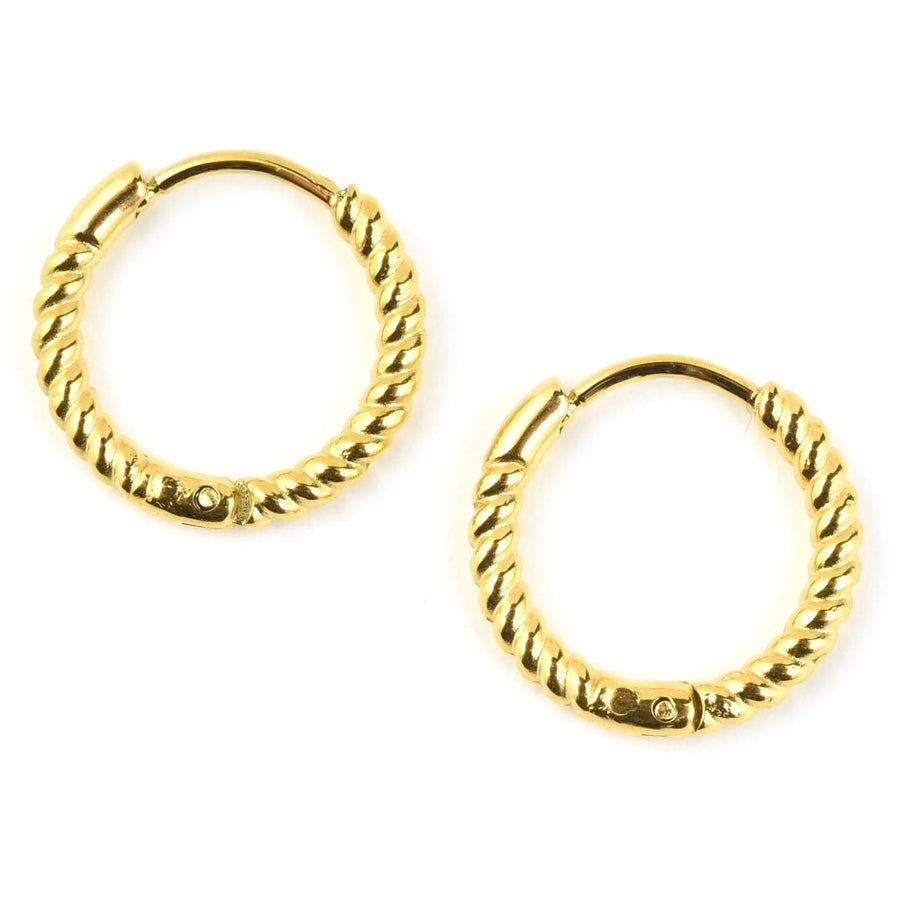 Rope Rounded Huggie Hoops - Goldmakers Fine Jewelry